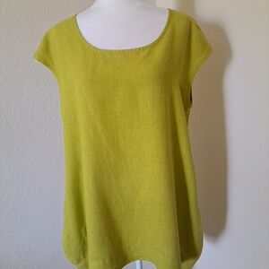 BRYN WALKER Linen Tunic Lime Green EUC Size M